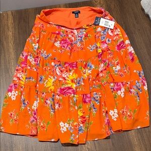 Chaps Orange Floral Skirt